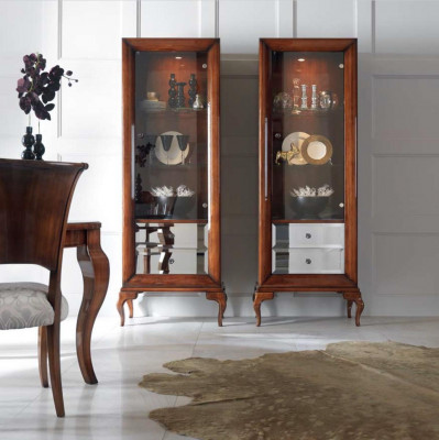 Vitrine Schiefen Vitrinnen Holz Luxus Wunnzëmmer Miwwelen Schaf Brong Barock Nei