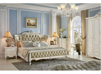 Chesterfield Schlofkummer Sets 6stéck Kinnéklech Barock Miwwelen Bett Massivholz