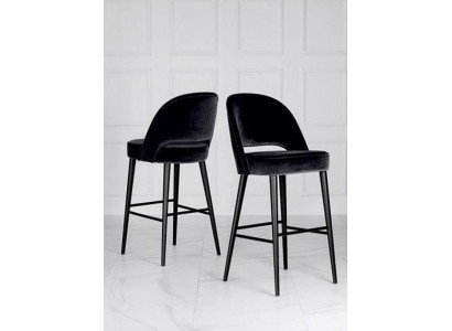 Barhocker Hocker Barstull Stull Modern Polyester Schwaarz Stoff Holz Design Nei