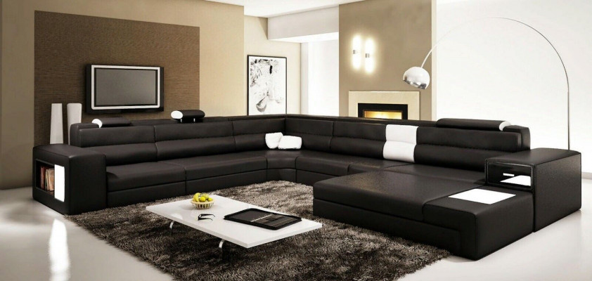 U Form XXL Designer Wunnlandschaf Polster Ecksofa Eck Garnitur Sofa