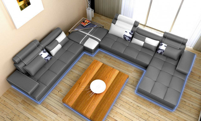 XXL Designer Wunnlandschaft U Form Polster Ecksofa Eck Garnitur Sofa