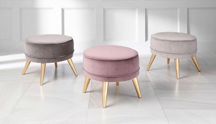Hocker Sitzhocker Ottoman Pouf Modern Luxus Stoff Design Wunnzëmmer Rosa Rond