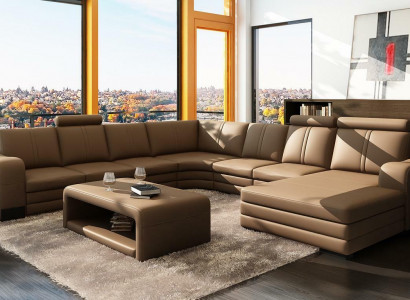XXL Multifunktionell Liederzofa Couch Grousst Sofa Polster Dekor Ecksofa Modern