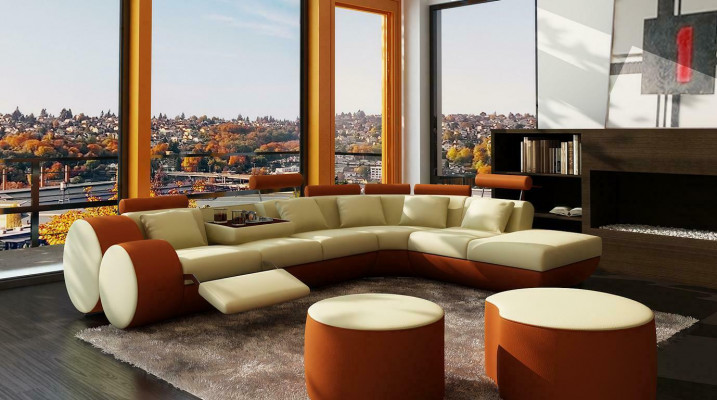 XXL Multifunktionell Liederzofa Zofa Grouss Sofa Gepolsterte Eckzofa Modern