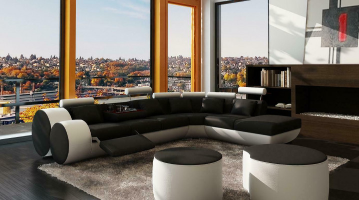 XXL Multifunktionell Liederzofa Zofa Grouss Sofa Gepolsterte Eckzofa Modern