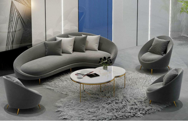 Eckcouch + Fauteuil Wunnlandschaft Relax Sëtz Design Canapé Lounge Canapéen Textil Samt