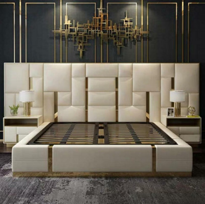 Bett Këssen Design Luxus Holz Duebel Hotel Better Bestietnes Schlofzëmmer