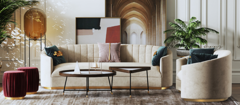 Sofasett 3+1 Sëtz Set Design Sofa Polster Couchen Canapé Modern
