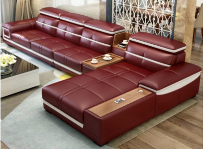 Luxus Eckcanapé L-Form Konschtlieder Eckpolstersofa Sëtzdesign Couch Sofasen Rout Nei