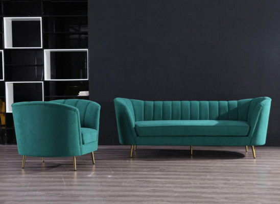 Wunnlandschaft Relax Samt Sëtz Design Canapé Lounge Sofagarnitur 3+1 Sëtzer Miwwelen