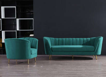 Wunnlandschaft Relax Samt Sëtz Design Canapé Lounge Sofagarnitur 3+1 Sëtzer Miwwelen