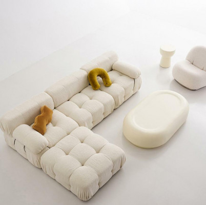 Eckcanapé L-Form Wunnlandschaft Relax Sëtz Design Couch Lounge Eck Modern Textil