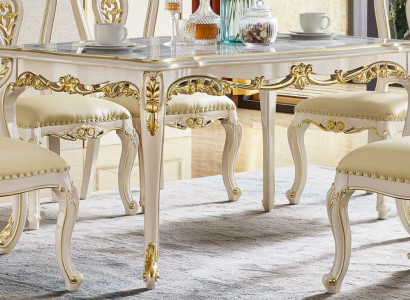 Barock Iessdësch Dësch Wunnzëmmer Grupp Garnitur Holz Iesszëmmer Design Dëscher