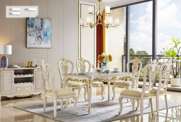 Barock Iessdësch Dësch Wunnzëmmer Grupp Garnitur Holz Iesszëmmer Design Dëscher