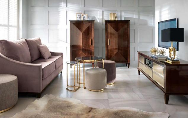 Garnitur Wunnzëmmer Sofa Hocker Schaf rtv Luxus Holz Sofas Sëtzer Set Nei 7tlg