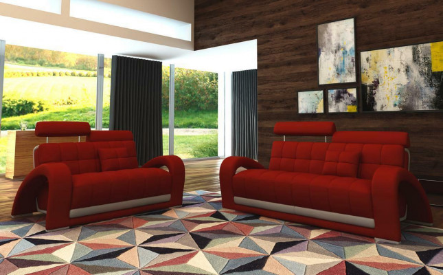 Ledercouch Wohnlandschaft 3+2 Sëtzer Design Modern Canapé 2232