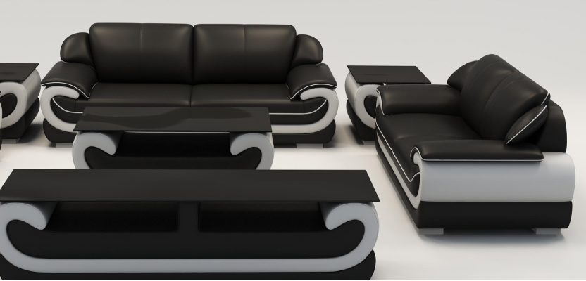 Ledercouch Canapé Wunnlandschaft 3+2 Sëtzer Design Modern Sofa 0615