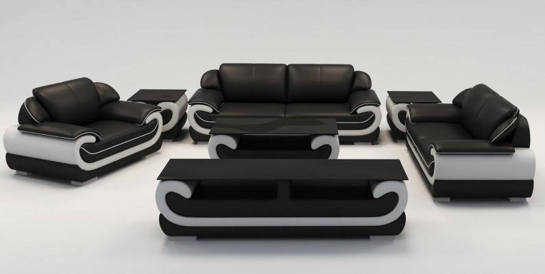 Ledercouch Canapé Wunnlandschaft 3+2 Sëtzer Design Modern Sofa 0615