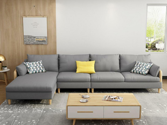 Eck Entspanung Sëtz Luxus Miwwelen Wunnlandschaft Ecksofa L-Form Polster Textil Modern