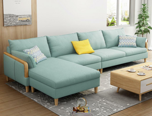 Eck Entspanung Sëtz Luxus Miwwelen Wunnlandschaft Ecksofa L-Form Polster Textil Modern
