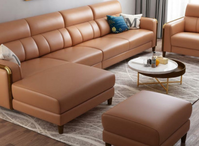 Sëtz Miwwelen Wunnlandschaft Luxus Konschtleed Ecksofa L-Form Polstermiwwelen Garnitur