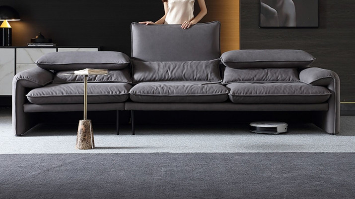 Design Sofas XXL Sofa 4 Sëtzer Textil Grouss Nei Wunnzëmmer Couch Polster.