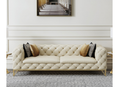Chesterfield Canapé Sofa Polster 3 Sëtzer Canapéë Sëtz Garnitur Sofas Wäiss