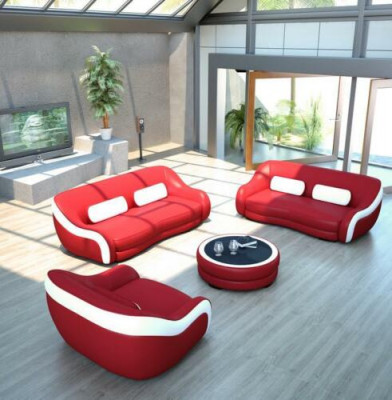 3-sëtzer (ouni 2+1) Sofa Canapé Polster Canapéen Sofae Lieder Sitz Design