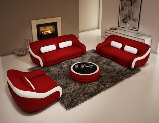 3-sëtzer (ouni 2+1) Sofa Canapé Polster Canapéen Sofae Lieder Sitz Design