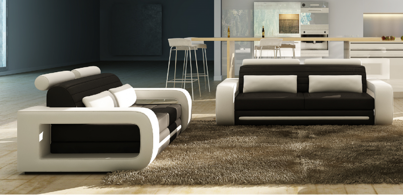 Ledercouch Couch Wunnlandschaft 3+2 Sëtzer Design Modern Sofa Sofagarnitur