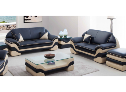 Ledercouch Couch Wunnlandschaft 3+2 Sëtz Design Sofa Klassesch Garnitur