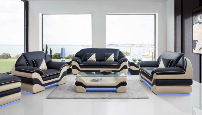 Ledercouch Couch Wunnlandschaft 3+2 Sëtz Design Sofa Klassesch Garnitur