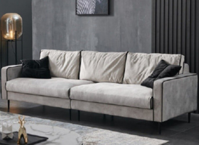 Design-Sofa 4-Sëtz Polster Couchen Textil Wunnzëmmer Garnitur Miwwelen