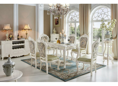 Barock Iessdësch Dësch Grupp Wunnzëmmer Garnitur Iesszëmmer Holz Design