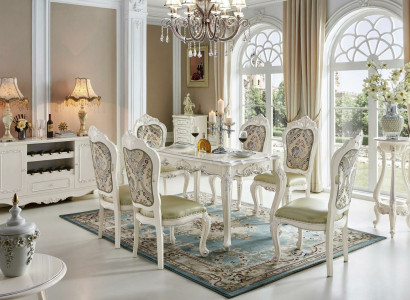 Barock Iessdësch Dësch Grupp Wunnzëmmer Garnitur Iesszëmmer Holz Design