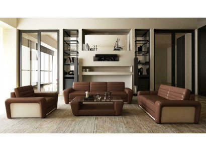 Ledercouch Couch Canapé Polstersëtz Couchen 3+2+1 Komplett Set Modern