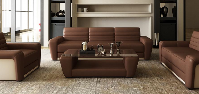 Ledercouch Couch Canapé Polstersëtz Couchen 3+2+1 Komplett Set Modern