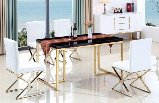 Iessdësch 4x Still Iesszëmmer Set Komplett Set Iess Grupp Dësch 5tlg