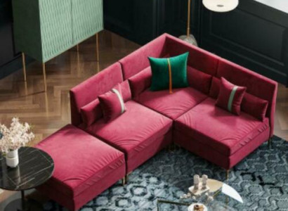 Wunnlandschaft Eckcanapé L-Form Relax Samt Massivholz Sëtz Design Canapé Lounge nei