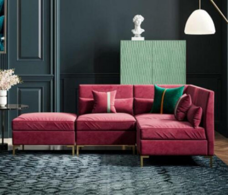 Wunnlandschaft Eckcanapé L-Form Relax Samt Massivholz Sëtz Design Canapé Lounge nei