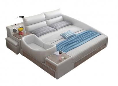 Bett Multifunktioun Regal Schaf USB Opluedstatioun Duebel Lieder Better
