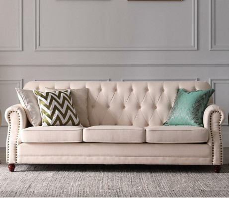 Sofagarnitur 3+1 Sëtz Stoff Sofa Chesterfield Grupp Garnituren Couch Sofas
