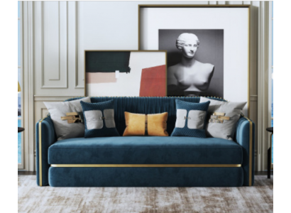 Design Textil Edelstol Grousse 3-Sëtzer Couch Lieder Stoff Sofae Couchë Miwwelen