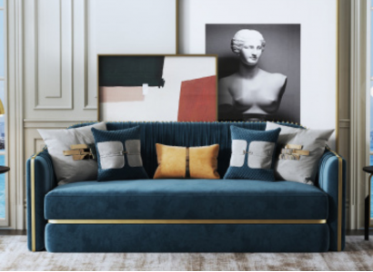 Design Textil Edelstol Grousse 3-Sëtzer Couch Lieder Stoff Sofae Couchë Miwwelen