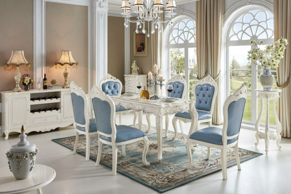 Barock Iessdësch Dësch Iesszëmmer Wunnzëmmer Grupp Garnitur Holz Design