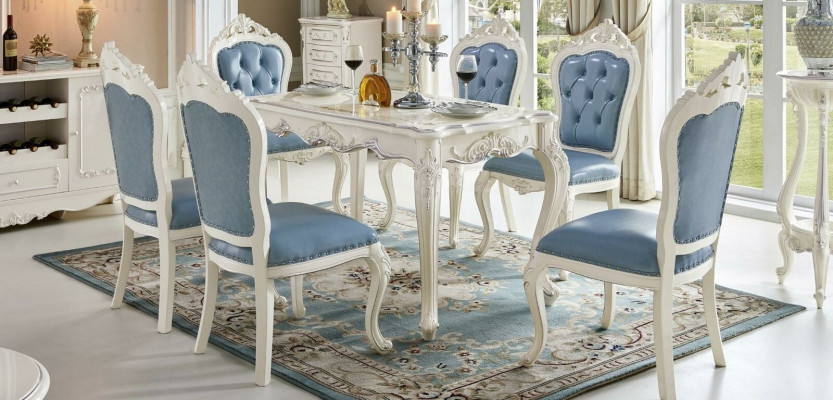 Barock Iessdësch Dësch Iesszëmmer Wunnzëmmer Grupp Garnitur Holz Design