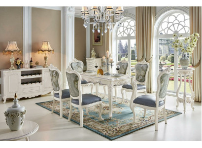 Barock Iesszëmmer Grupp Ausrëschtung Iessdësch Holz Design Wunnzëmmer Dëscher