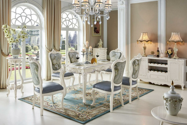 Barock Iesszëmmer Grupp Ausrëschtung Iessdësch Holz Design Wunnzëmmer Dëscher