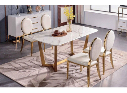 Iessdësch Modernen Dësch Iesszëmmer Garnitur 4x Stull Set 5 Stéck Set