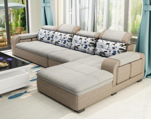 Ecksofa L-Form Eck Polstersofa Sëtz Design Couch Sofa Stoffer Wunnlandschaft Neit